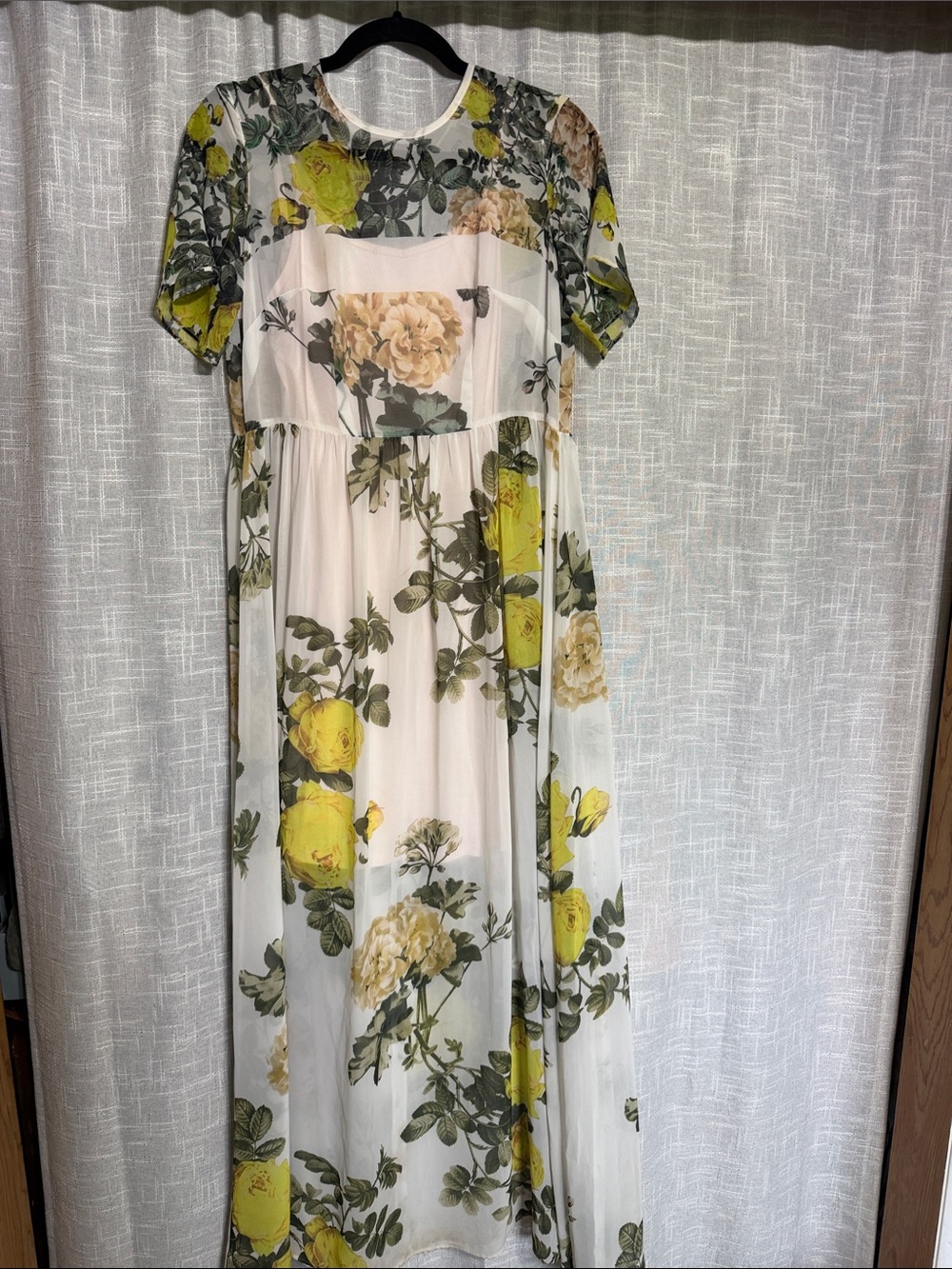 ASOS White Maxi Dress with Yellow Rose Print